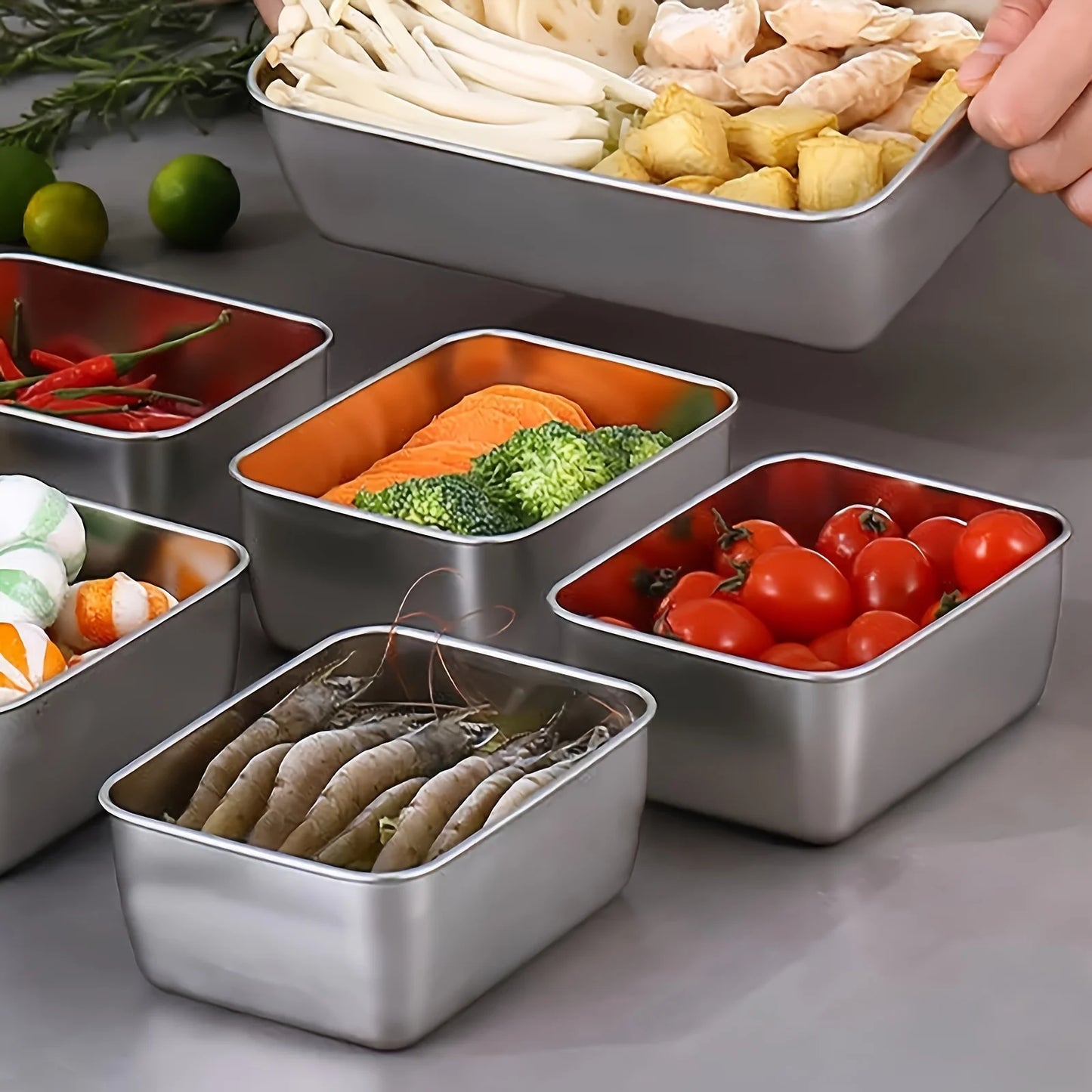 6-Piece Stainless Steel Food Storage Containers Set