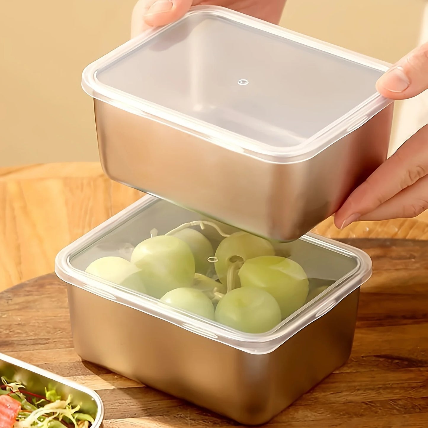 6-Piece Stainless Steel Food Storage Containers Set